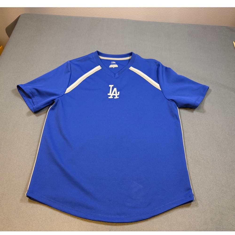MLB Los Angeles Dodgers Blue V-Neck Jersey Shirt VF Imagewear TK05 Men's Medium